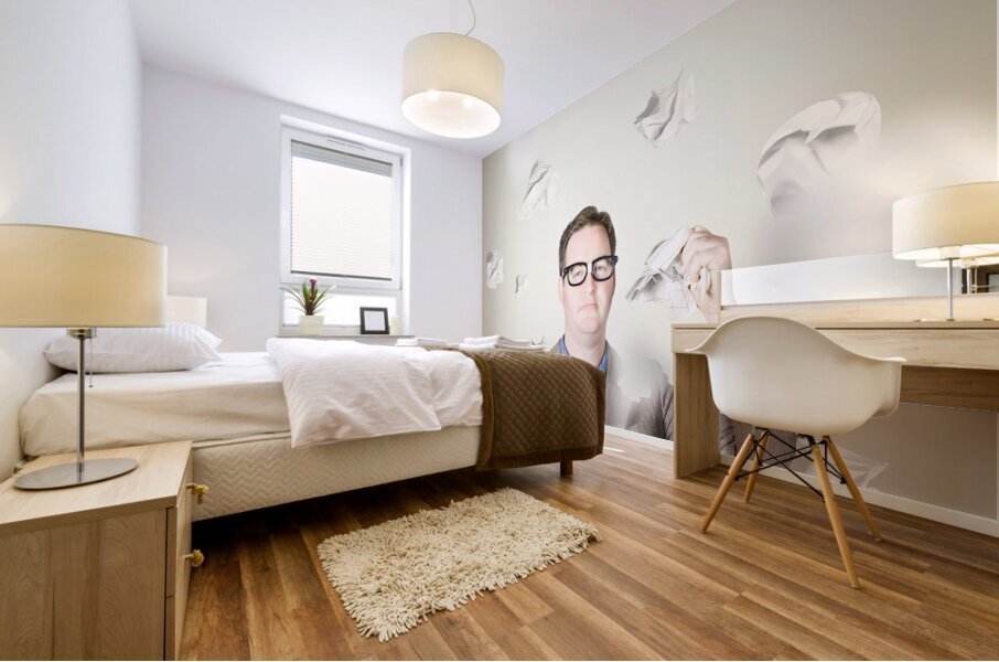 Businessman revising strategy in choice for change Mural print