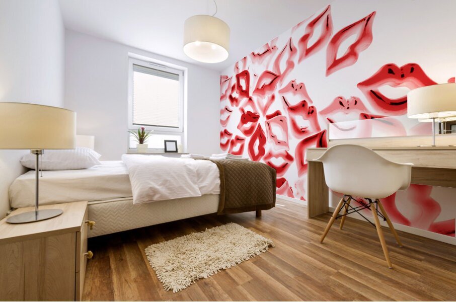 Retro red lips Mural print