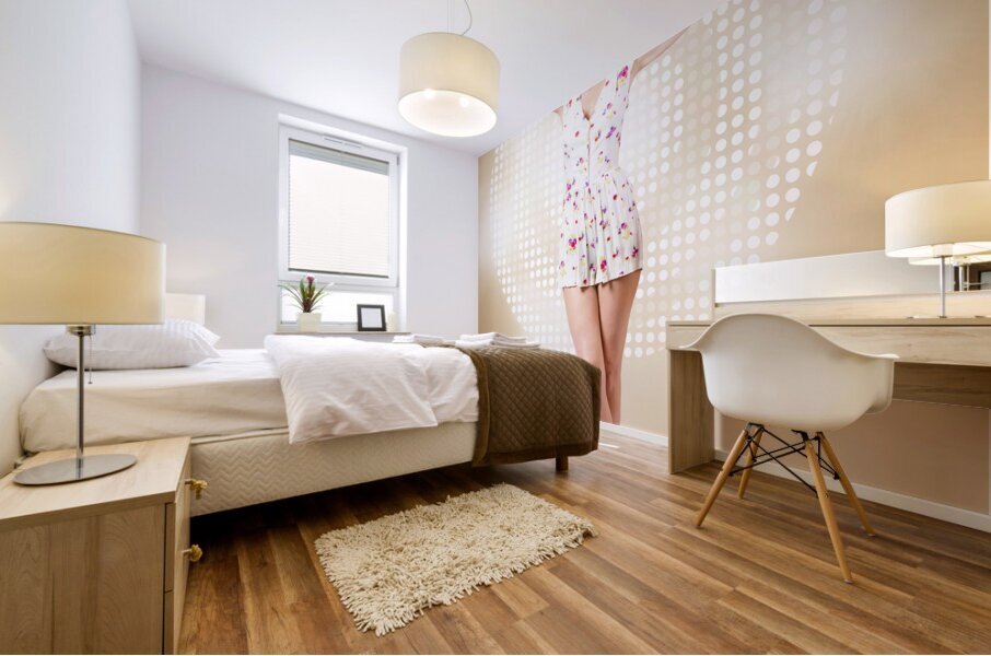 Modelling pinup girl wearing bow hair accessory Mural print