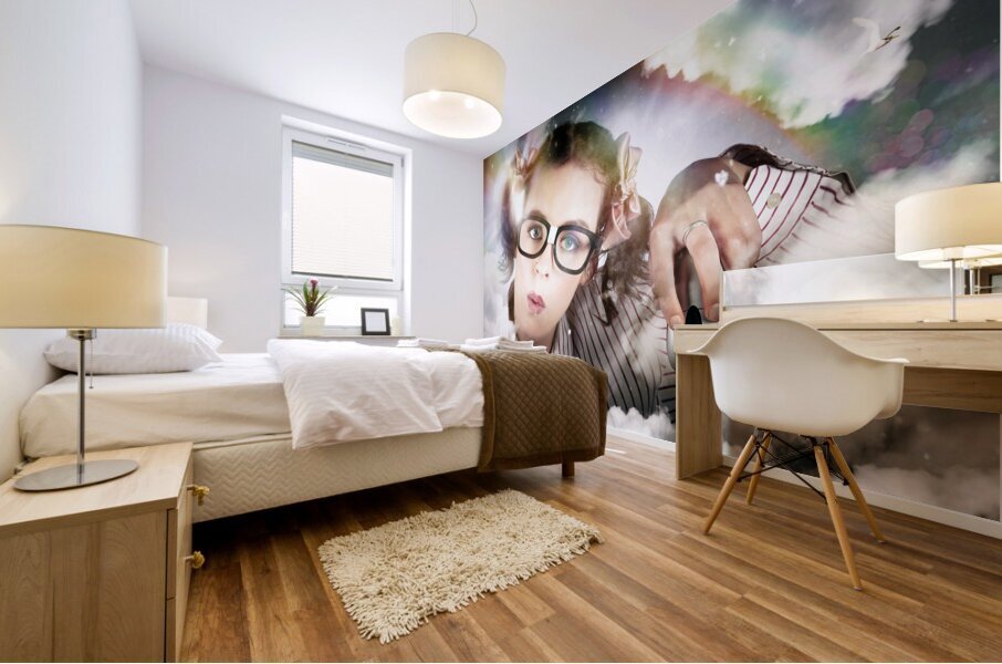 Technology Smart Woman Using Cloud Computing Mural print