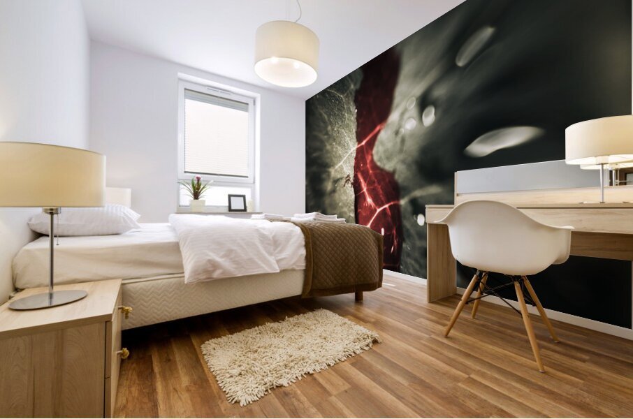 Bloody leaf evidence at a forest crime scene  Mural print