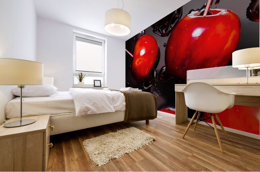 Red candy apples or apple taffy Mural print