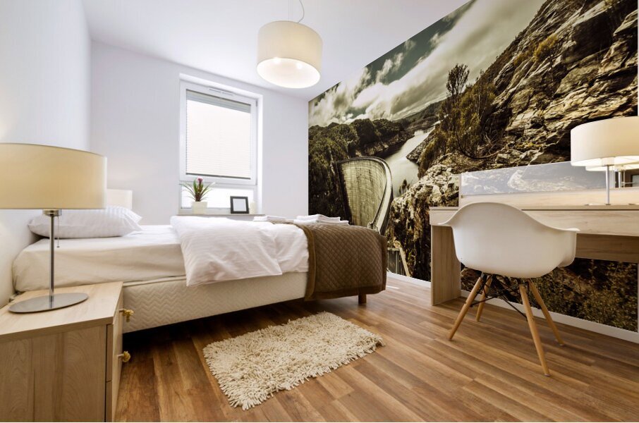 Rustic rural water architecture Mural print