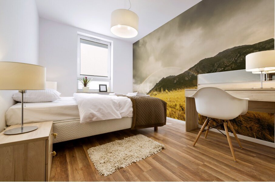 Raindrops in rainbows Mural print