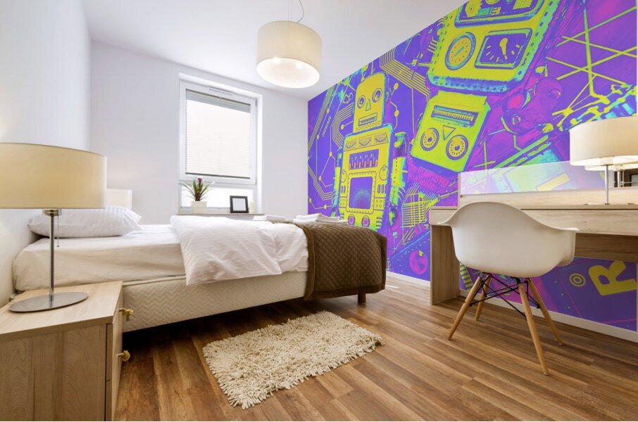 Comic circuitry robots Mural print