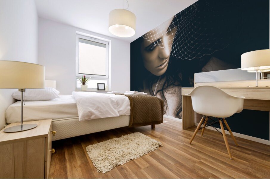 Close Up Portrait Of A Beautiful Vintage Bride Mural print