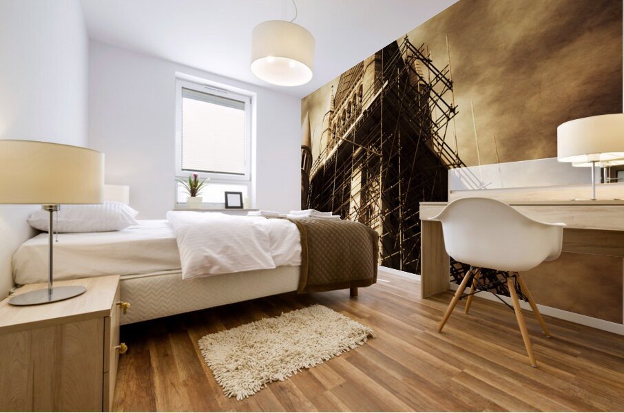 Vintage Church Column Construction Mural print