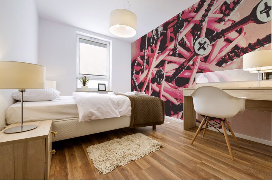 Hearts and screws Mural print