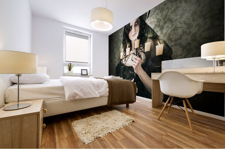 Beautiful Grunge Woman In Dark Vogue Fashion Style Mural print