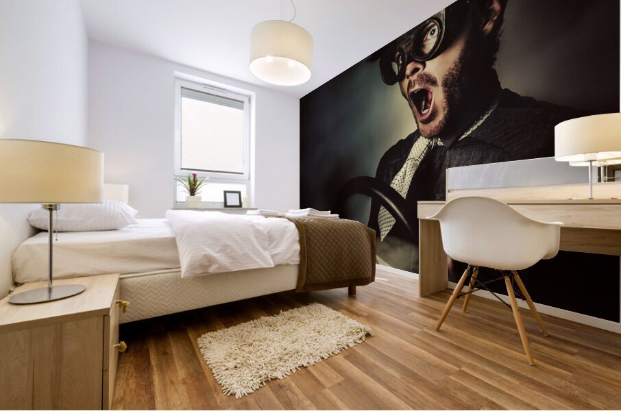 Crazy speed car driver Mural print