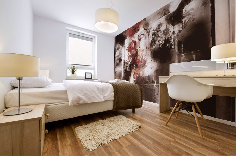 Help! Itchy ugly face so I ate him... mmmm tasty Mural print