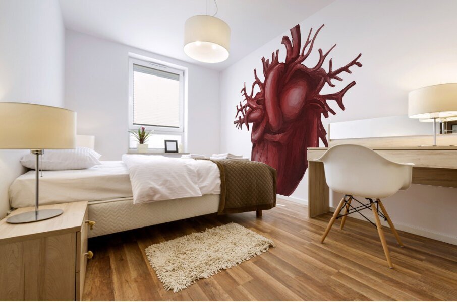 Human heart medical diagram isolated on white Mural print