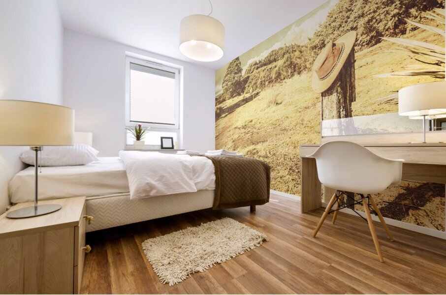 Old farming landscape Mural print