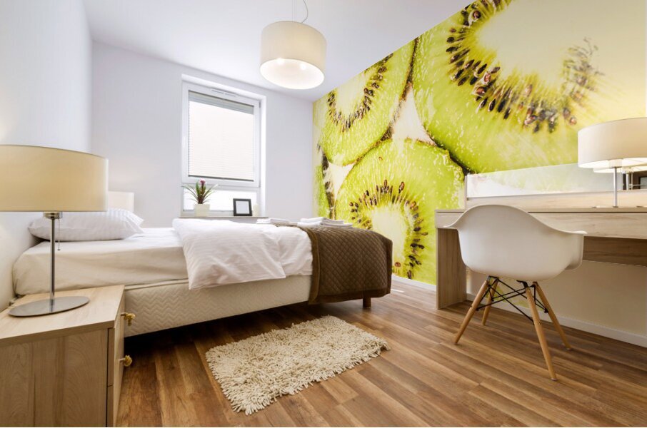 Full Frame Shot Of Fresh Kiwi Slices With Seeds Mural print