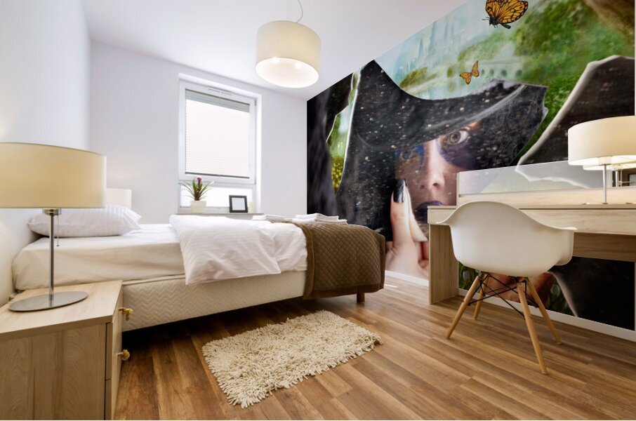 Mysterious jester found wonderland in a reflection Mural print