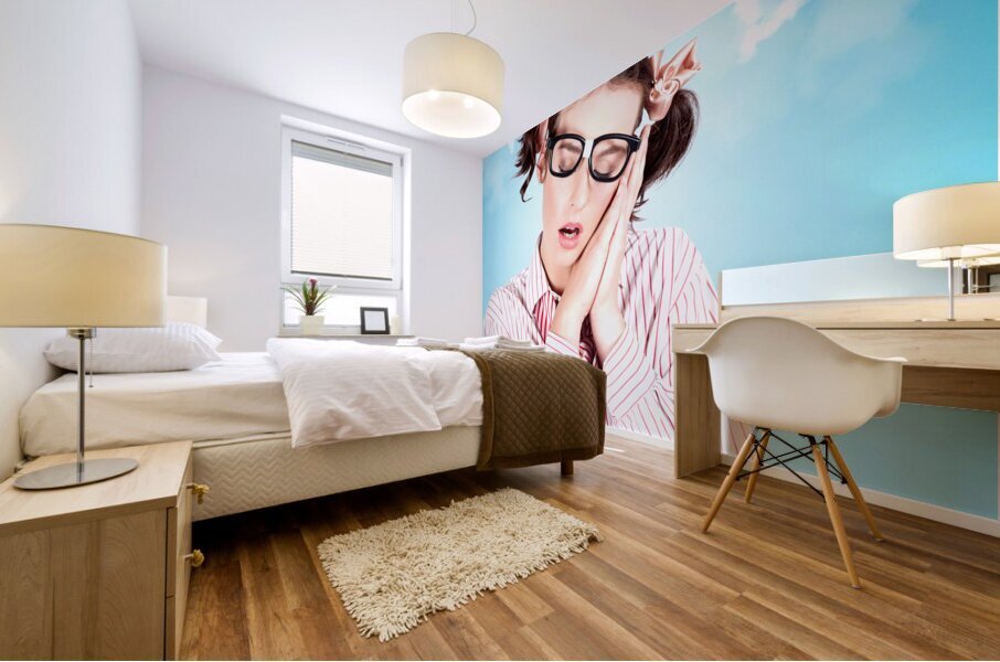 Business Woman In A Money House And Love Dream Mural print