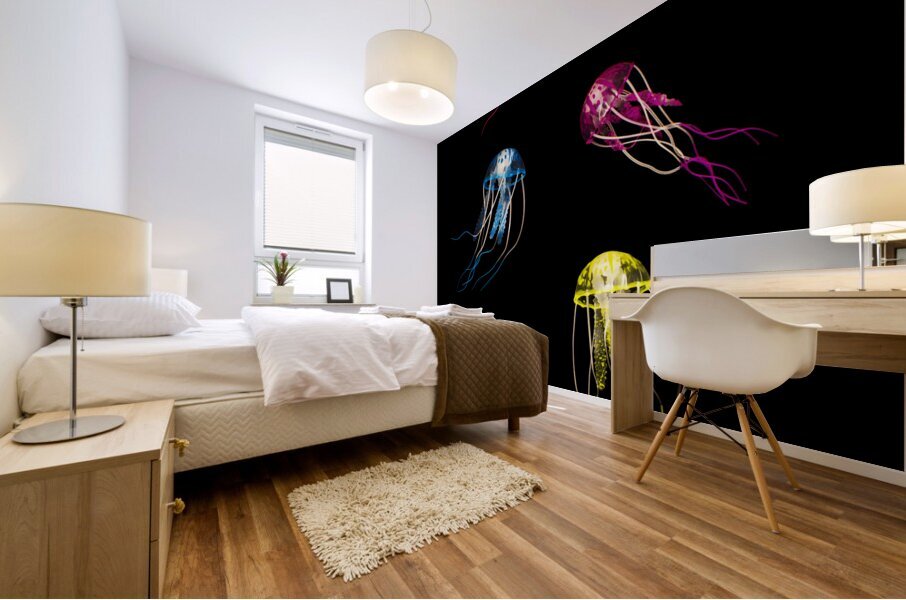 In colours of swirling jellyfishes  Mural print