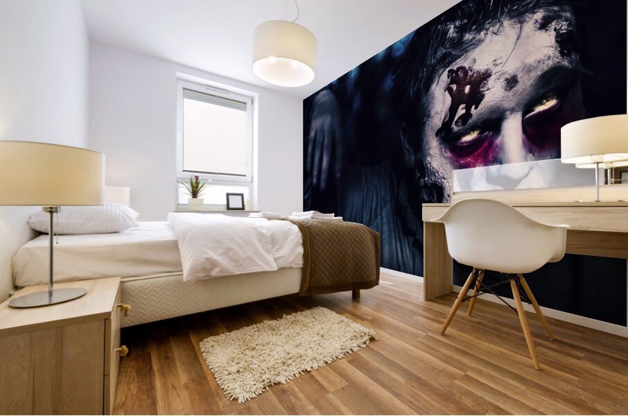 Scary zombie looking gravely ill. Monster disease Mural print