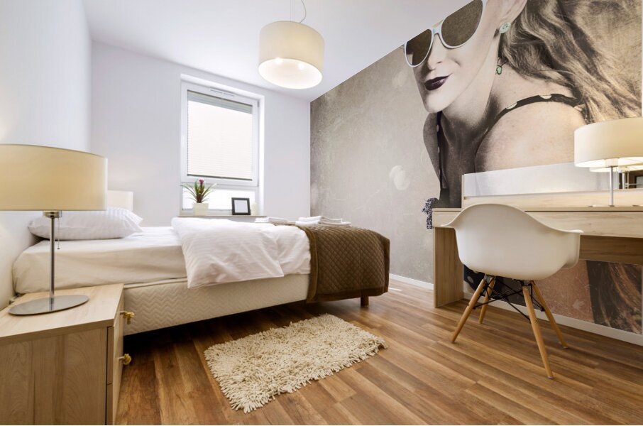 Old fashion rockabilly girl Mural print