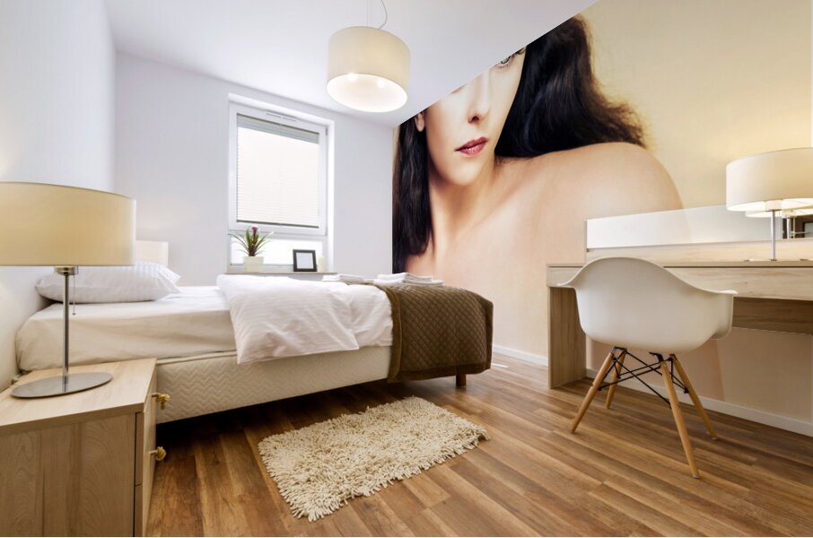 Retro Portrait Of A Young Brunette Beauty Mural print