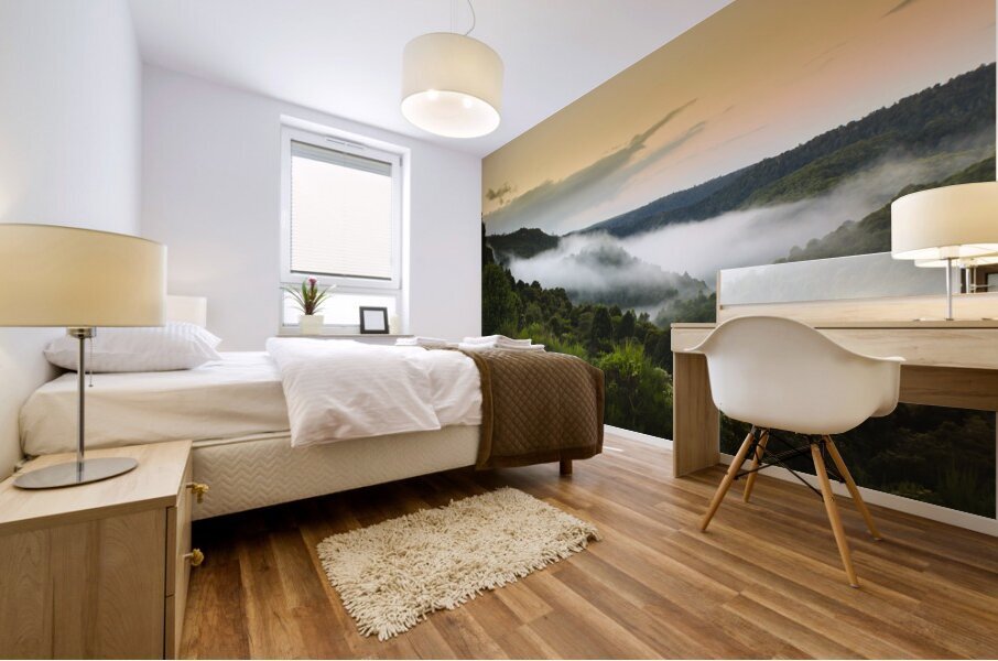 Sunrise over Mount Waratah in Tasmania Australia Mural print