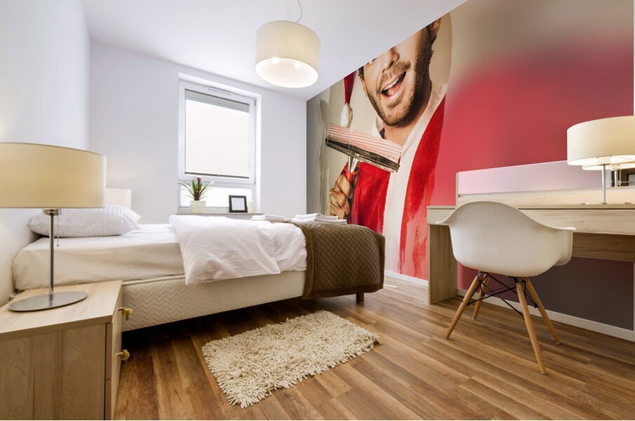 Santa elf preparing for Christmas Mural print