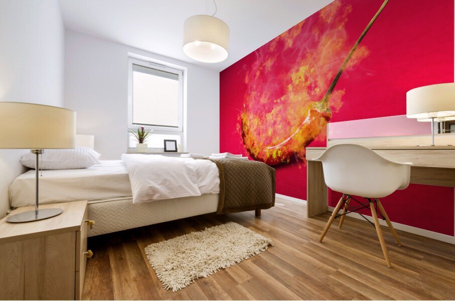 Burning red hot chili pepper. Mexican food Mural print