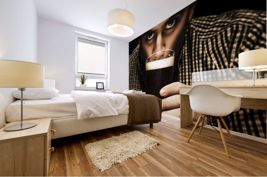 Irish man drinking beer on St Patricks Day Mural print