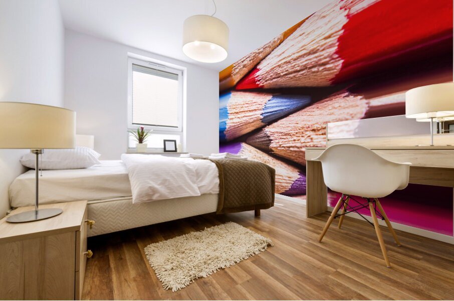 Macro coloured pencil crossover Mural print