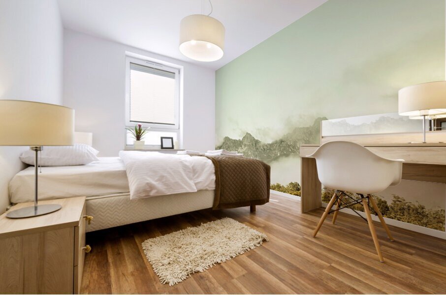 Majestic misty mountains Mural print