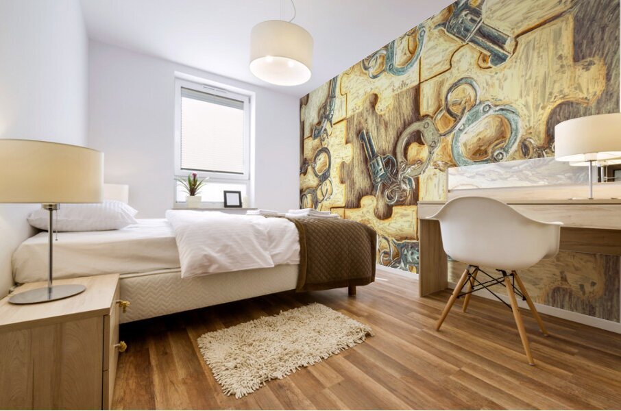 Piecing puzzles of a crime Mural print