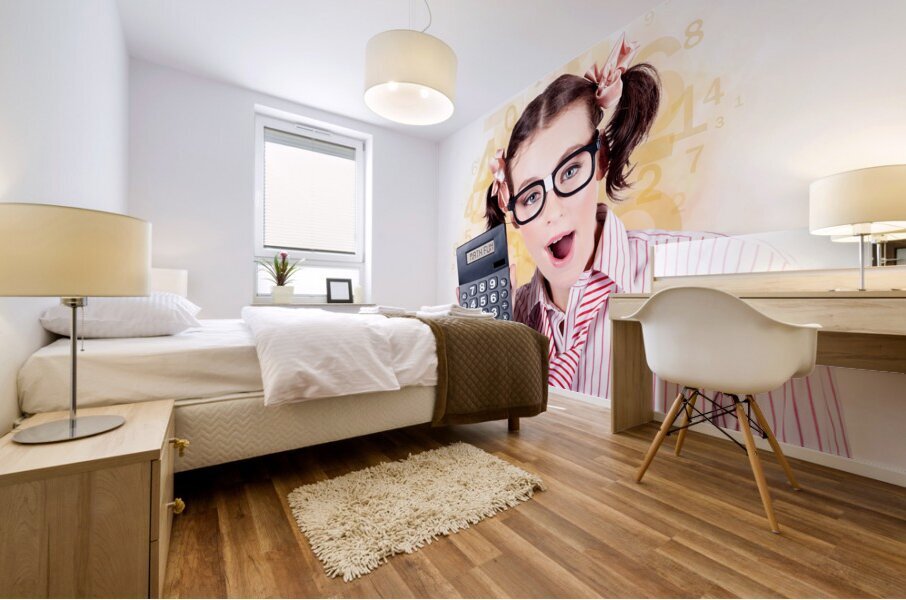 Education Math Tutor Holding Numbers Calculator Mural print