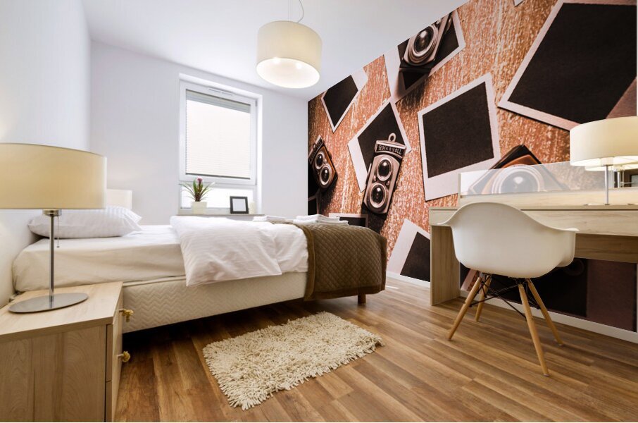 Abstract retro camera background Mural print