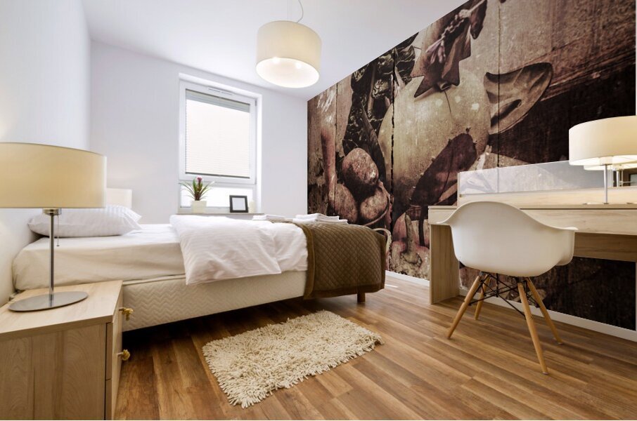 Rustic kitchen tin sign Mural print