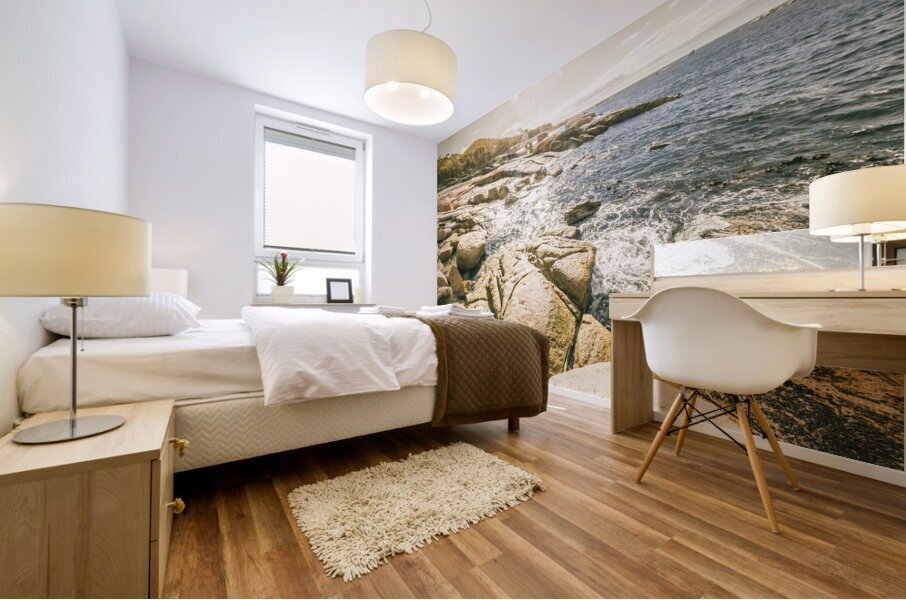 Peaceful sun flared Australian coastline Mural print