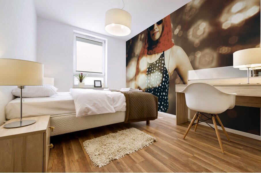 Model at a runway catwalk show during fashion week Mural print