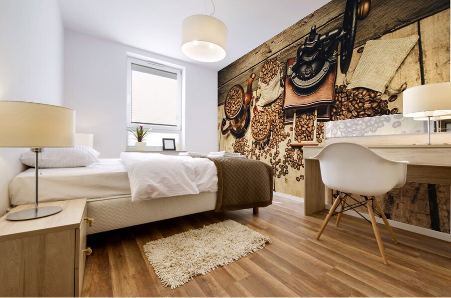 Retro coffee bean mill Mural print