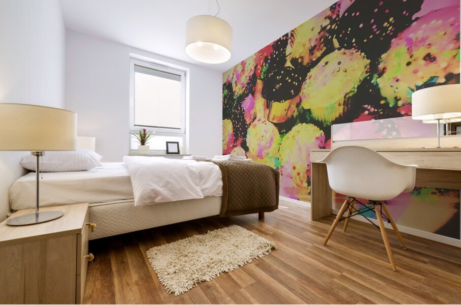 Rainbow color cupcakes Mural print