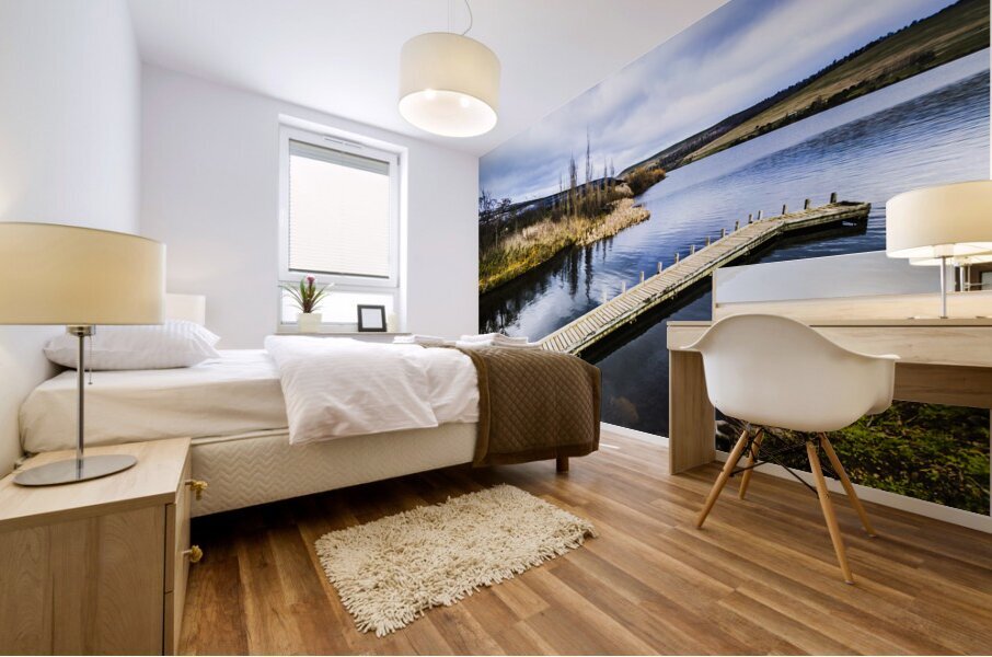 Tranquil wooden jetty Mural print