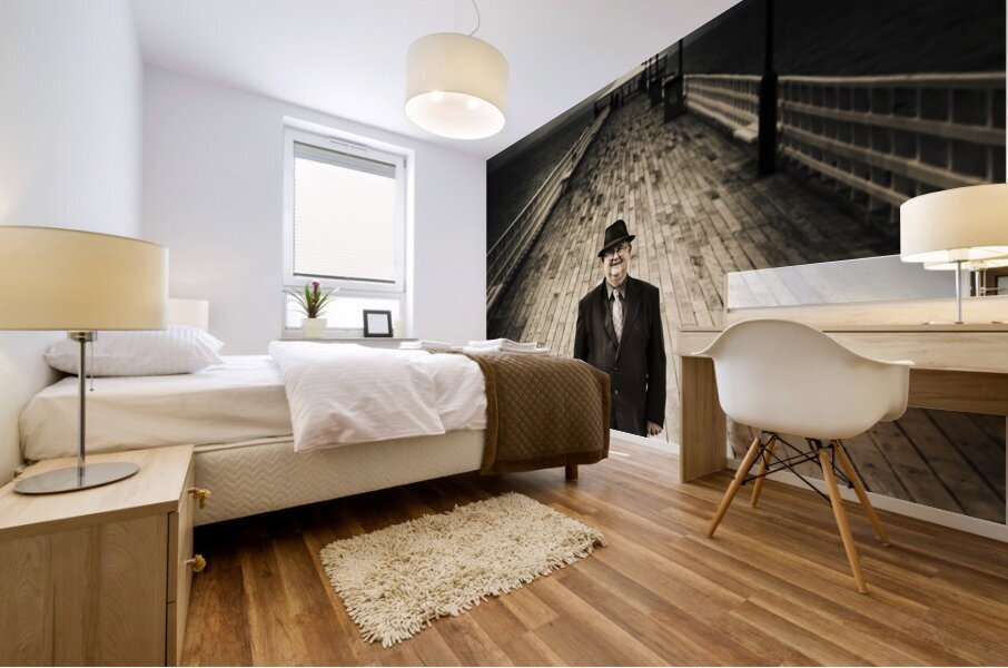 Senior Male Standing On A Pier Promenade Mural print