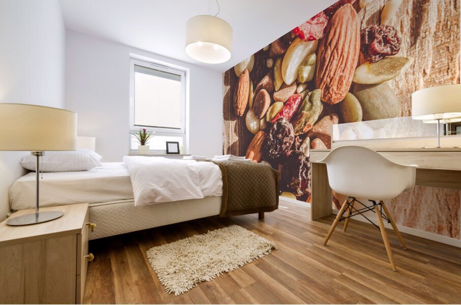 Rustic dried fruit and nut mix Mural print