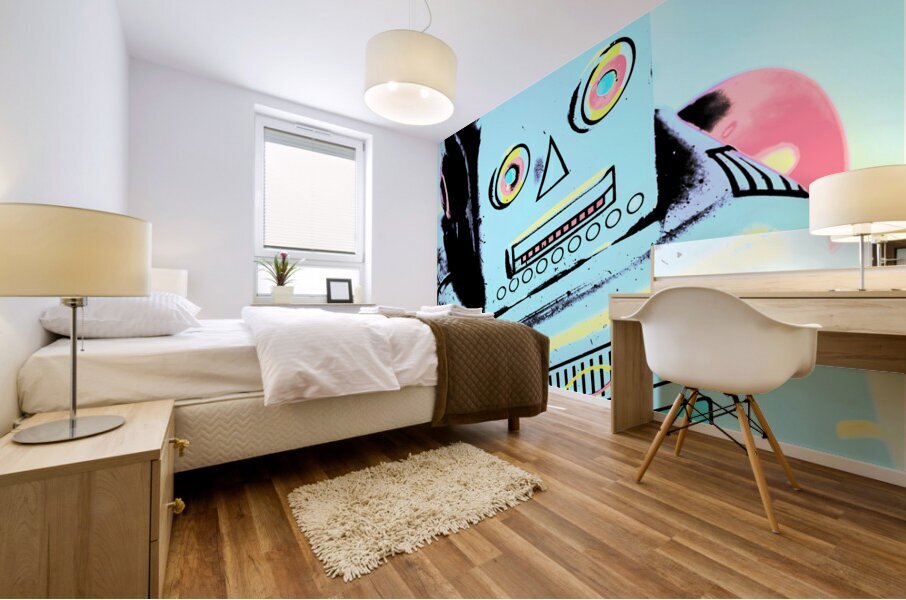 Retro robot reanimation Mural print
