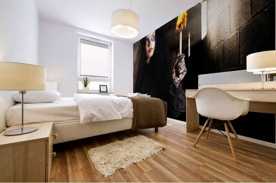 Dark ages jester searching a mysterious castle Mural print