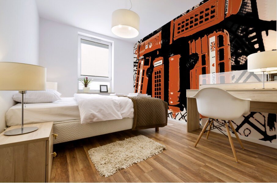 Stacking the double deckers Mural print