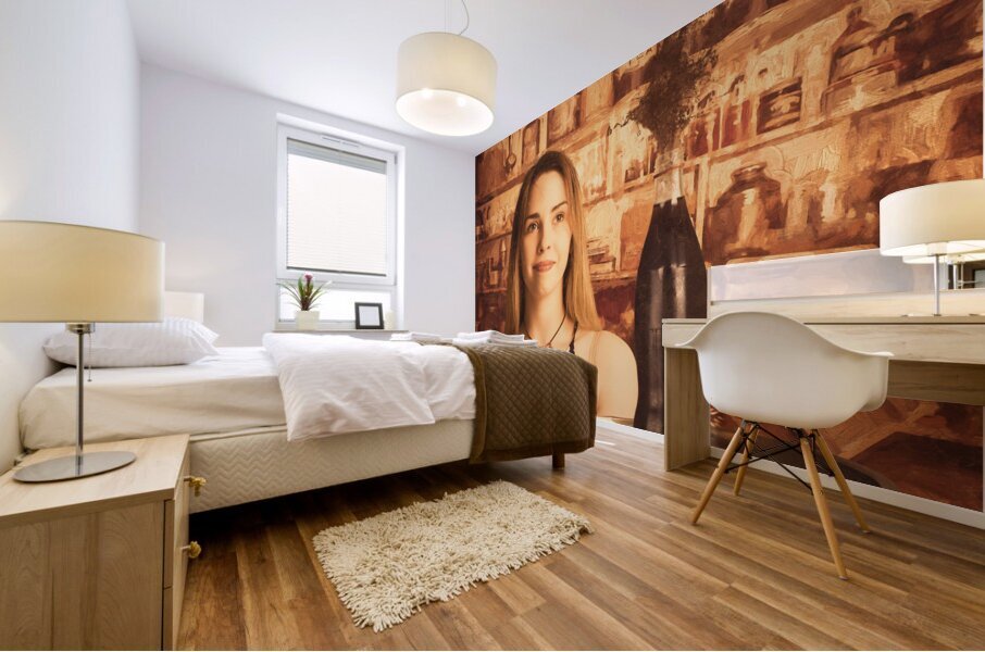 Retro cafe tin sign waitress Mural print