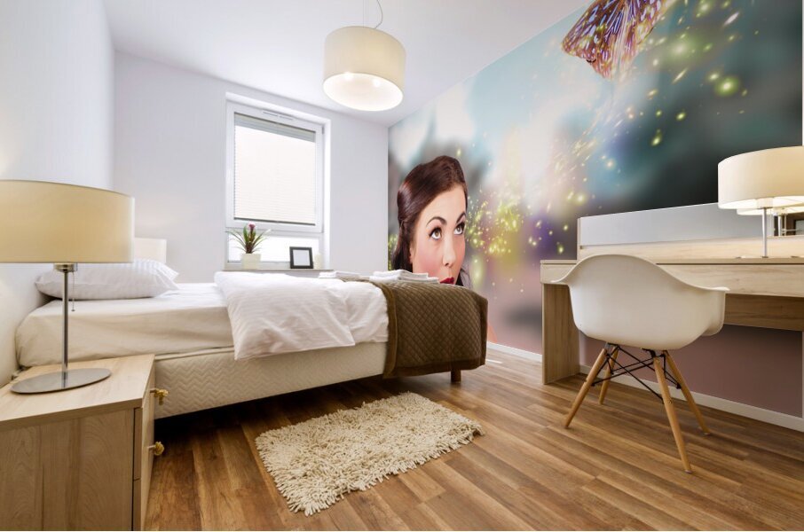 Fantasy fine art beauty. Fairy tale butterflies Mural print