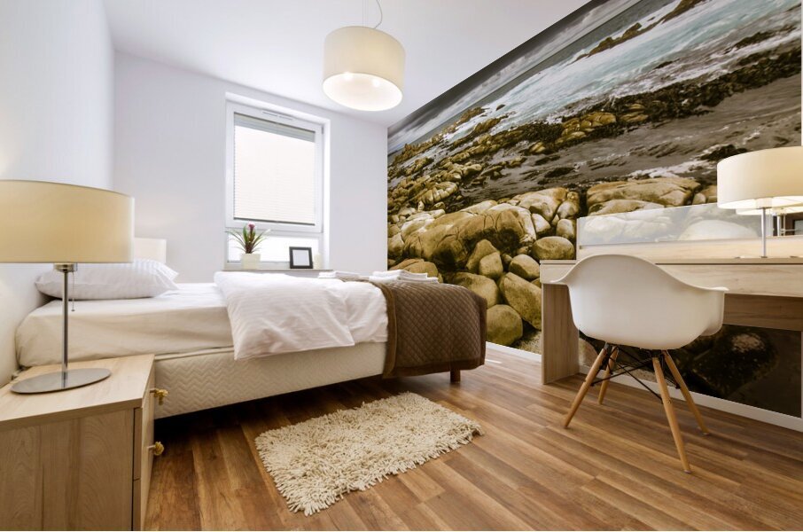 Dark skies on ocean shores Mural print