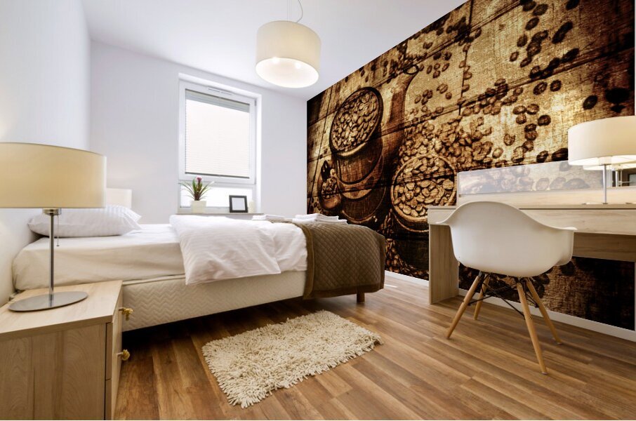 Vintage wooden coffee shop sign Mural print