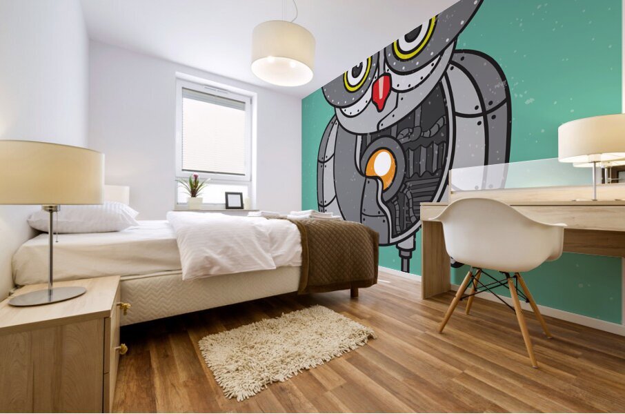 Mechanical owl artwork Mural print