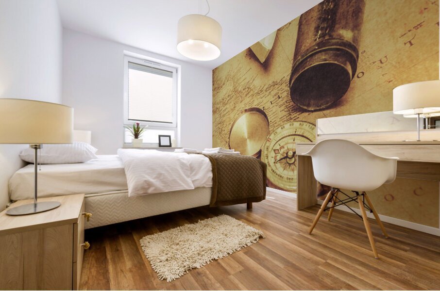 Paper cargo boats and shipping routes Mural print